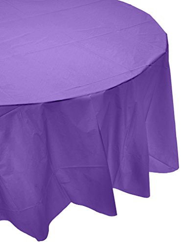 amscan Round Plastic Table Cover | Purple | 84" | Party Supply | 12 ct.