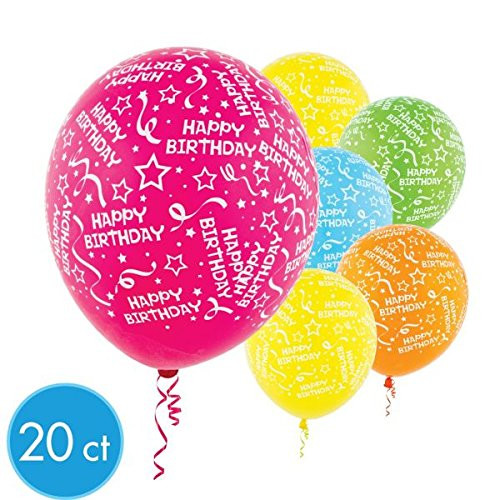 amscan Birthday Confetti Colors Latex Balloons | Assorted Brights | Party Decor | 120 Ct.