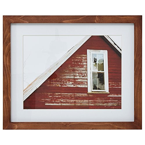 Amazon Brand  Stone & Beam Modern Rustic Red Barn Photo - 13 x 15 Inch Frame, Rustic Brown