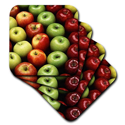 3dRose CST_46844_2 an Apple a Day Apple, Apples, Red Apples, Green Apples, Juicy Apples, Food, Fruit Soft Coaster (Set of 8)