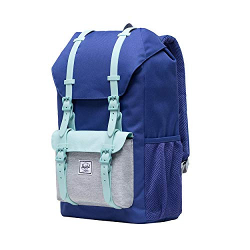 Herschel Kids' Little America Laptop Backpack, Orient Blue/Light Grey Crosshatch/Eggshell Blue, Youth 18.0L