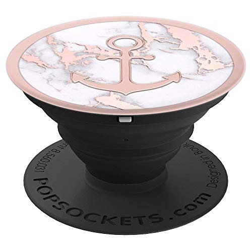 Anchor Grip Golden Rose Pink White Marbled - Nautical PopSockets Grip and Stand for Phones and Tablets Anchor Grip Golden Rose Pink White Marbled - Nautical PopSockets Grip and Stand for Phones and Tablets