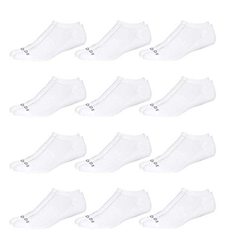 AND1 Men's Athletic Arch Compression Cushion Comfort No Show Socks (12 Pack) (White, Shoe Size: 6-12.5)'
