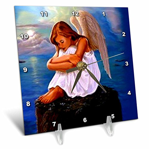 3dRose LLC Angel 6 by 6-Inch Desk Clock