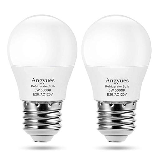 LED Refrigerator Light Bulb, Equivalent 40W 120V A15 Fridge Waterproof Light Bulbs 5W Daylight White 5000K Freezer Light E26 Medium Base Bathroom Ceiling Home Lighting Non-Dimmable 2 Pack