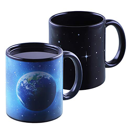 Antner Color Changing Coffee Mug Heat Sensitive Changing Magic Mugs Ceramic Changing Color Blue Earth Tea Cup, 12oz
