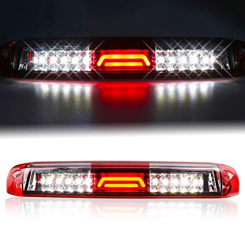 for 99-07 Chevrolet (Chevy) Silverado GMC Sierra 1500 2500 3500 HD Classic, LED Third 3rd Brake Light Rear Cargo Lamp High Mount Stop light Chrome Housing (Red)