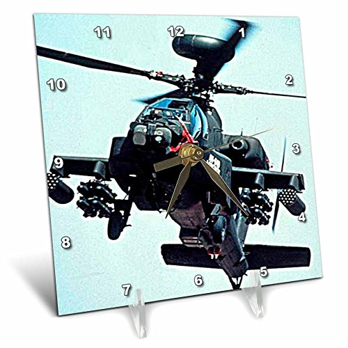 3dRose Apache Longbow Desk Clock, 6 by 6-Inch