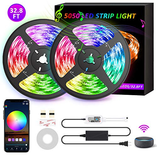 Harmonic Smart WiFi LED Strip Lights,32.8ft RGB Color Changing Light Strips,LED Tape Lights with App Controlled,12V Power Supply,Sync to Music LEDs Lights for Bedroom,TV Backlight, Kitchen,Home Harmonic Smart WiFi LED Strip Lights,32.8ft RGB Color Changing Light Strips,LED Tape Lights with App Controlled,12V Power Supply,Sync to Music LEDs Lights for Bedroom,TV Backlight, Kitchen,Home