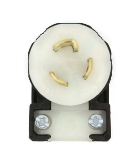 Leviton 4720-CA 15 Amp, 125 Volt, NEMA L5-15P, 2P, 3W, Locking Plug, Industrial Grade, Grounding, Angle - Black-White