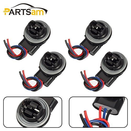 Partsam 3156 3157 Female Wired Wiring Harness Sockets Adapter for Turn Signal Light DRL Bulbs Brake Tail Lights-4Pcs