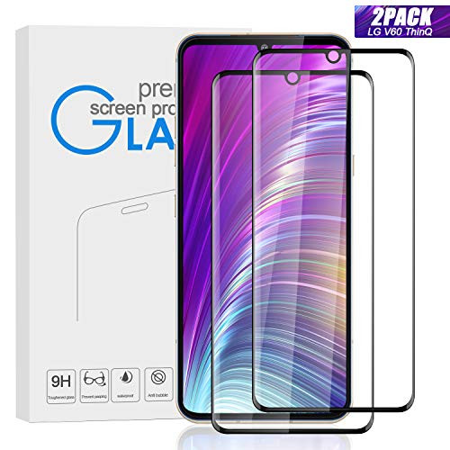 KCEN Screen Protector for LG V60 ThinQ [2 Pack], 9H Hardness Anti-Scratch Full Coverage Case Friendly Bubble-Free Tempered Glass Screen Protector Film for LG V60 ThinQ 5G