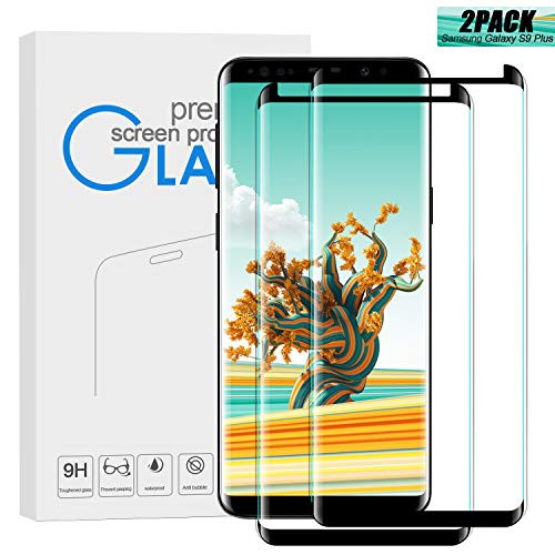 KCEN Samsung Galaxy S9 Plus Screen Protector Tempered Glass [2 Pack], 3D Curved Full Coverage 9H Hardness Anti-Scratch Case Friendly HD Clear Screen Protector Film for Samsung Galaxy S9 Plus