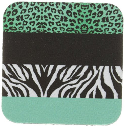 3dRose LLC Aqua Blue Black and White Animal Print Leopard and Zebra Coaster, Soft, Set of 4