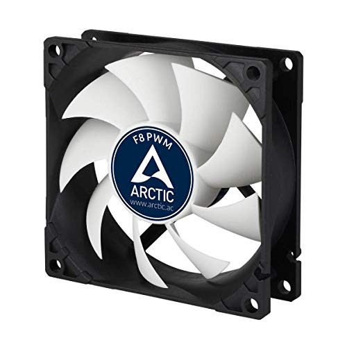 ARCTIC F8 PWM - 80 mm PWM Case Fan, PWM-Signal regulates Fan Speed, Very Quiet Motor, Computer, Fan Speed: 300-2000 RPM - Black/White