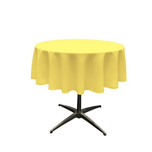 LA Linen Polyester Poplin Round Tablecloth, 51", Yellow Light