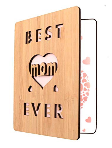 Mother's Day Card For Mom, Best Mom Ever Wooden Greeting Card, Birthday Card For Mom- Unique Gift For Mom