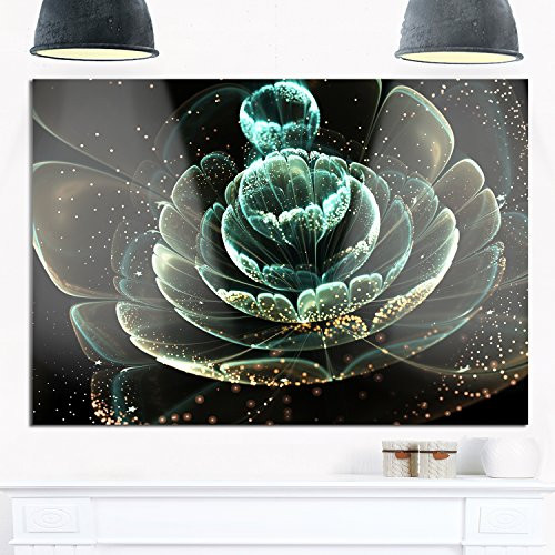 Designart MT11821-28-12 Fractal Flower Light Green Digital Art Large Floral Metal Wall Art -28x12,Green,28x12
