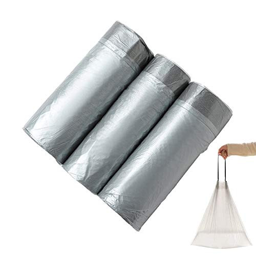 Meiosuns Trash Bags Small Drawstring Trash Bag, 4 Gallon Clear Garbage Can Liners for Kitchen Bathroom Bedroom Office Trash Can, Wastebasket (Gray, 90 Count)