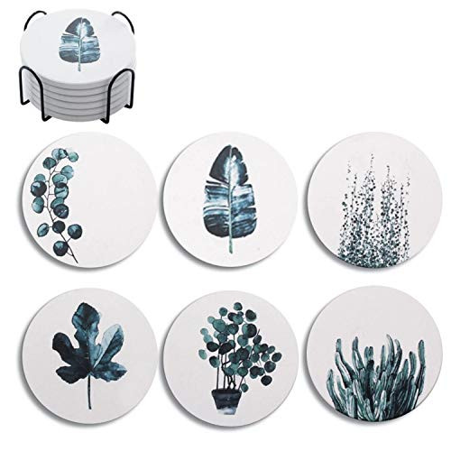 Coasters For Drinks, Absorbent Coasters With Holder, Housewarming Hostess Gifts For New Home, Birthday, Housewarming, Room Decor, Bar, Holiday Party, Great Gifts For Men And Women