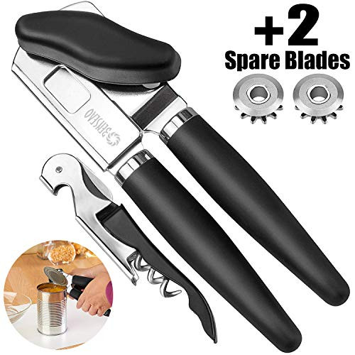 BENSEAO Can Opener Manual Can Opener Smooth Edge Can Openers for Seniors and Arthritis Heavy Duty with Ergonomic Handle Ultra Sharp Safe Ideal for Commercial Beer Bottle Opener (can opener C)