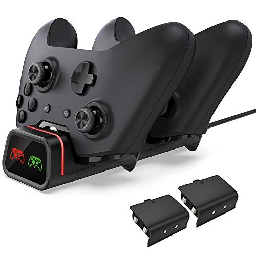 Megadream Dual Controller Charger for Xbox One/X/S, Dual Dock Xbox Battery Charging Station Controller Charging Stand Dock with 2 x 800mAh Rechargeable Battery Packs, LED Indicator Light