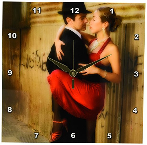 3dRose DPP_85203_1 Argentina, Buenos Aires, La Boca, Tango Dancing SA01 BJA0010 Jaynes Gallery Wall Clock, 10 by 10-Inch