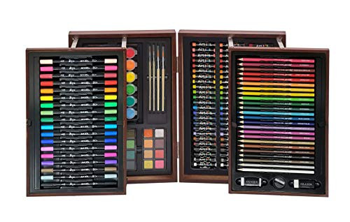 Art 101 168 Piece Deluxe Art and Doodle Set in an Expandable Wood Carrying Case