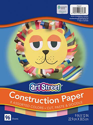 Art Street Lightweight Construction Paper, 9" x 12", 8 Assorted Colors 96 Sheets
