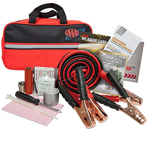 Lifeline AAA Premium Road Kit, 42 Piece Emergency Car Kit with Jumper Cables, Flashlight and First Aid Kit