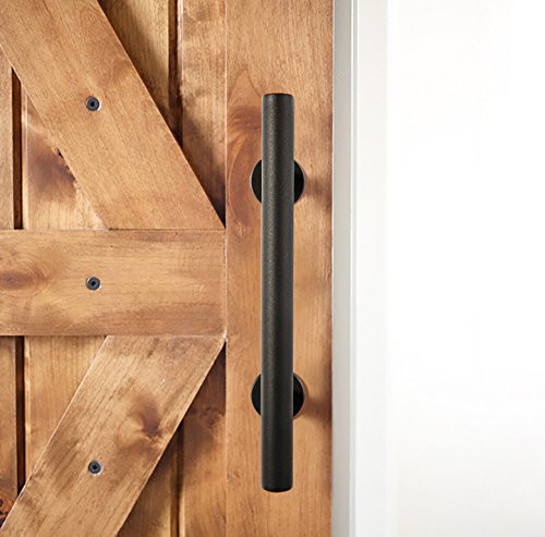 WBHome 12 Inches Pull and Flush Barn Door Handle Set in Black Sliding Barn Door Hardware with Mount Screws Included