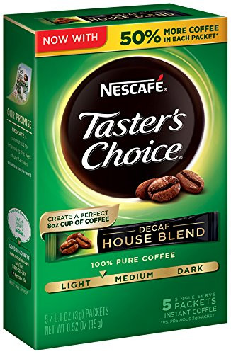 Nescafe Taster's Choice Decaf 5 Piece House Blend Instant Coffee Single Serve Sticks, 0.52 oz