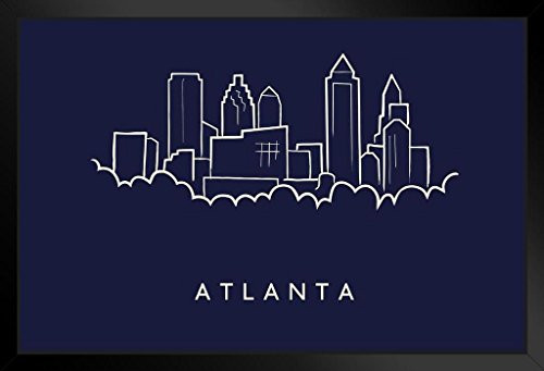 Atlanta City Skyline Pencil Sketch Black Wood Framed Art Poster 20x14 Atlanta City Skyline Pencil Sketch Black Wood Framed Art Poster 20x14