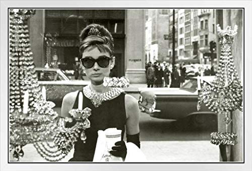 Pyramid America Audrey Hepburn Window Scene Breakfast at Tiffanys Holly Golightly Comedy Movie Film White Wood Framed Poster 14x20 Pyramid America Audrey Hepburn Window Scene Breakfast at Tiffanys Holly Golightly Comedy Movie Film White Wood Framed Poster 14x20