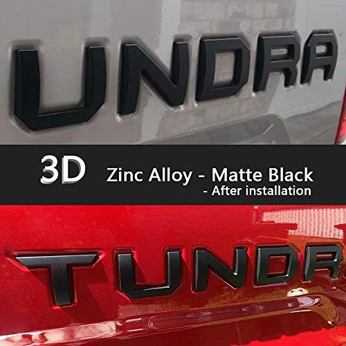 Auto safety Tailgate Insert Letters for Toyota Tundra 2014-2020 3D Raised Zinc Alloy Rear Emblem Decals with 3M Adhesive(Matte Black)