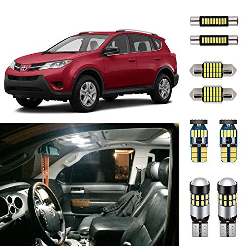 AUTOGINE Super Bright 6000K White LED Interior Light Bulbs Kit Package for 2013 2014 2015 Toyota RAV4 + Install