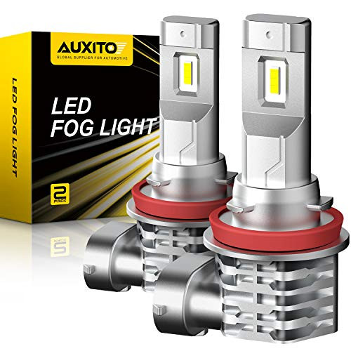 AUXITO H11 LED Fog Light Bulb Fanless, 3400LM Per Set, 6500K Cool White, CSP LED Chips, H8 H16 H11 Fog Light Bulbs or DRL Replacement, Pack of 2