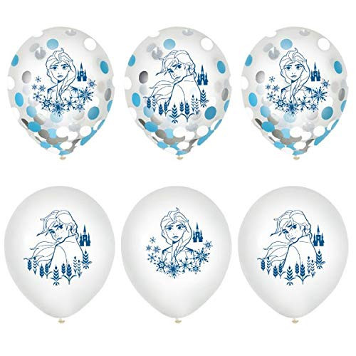 Amscan Frozen 2 Birthday, Latex Party Confetti Balloons, 12", 6 Ct.