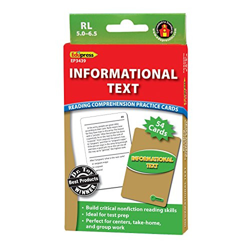 Edupress Reading Comprehension Practice Cards, Informational Text, Green Level (EP63439)