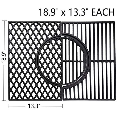 X Home Cooking Grates for Weber Genesis II 300 Series, 66095 Upgraded 3-in-1 Cast-Iron Grill Sear Grate with Gourmet BBQ System - 18.9 x 13.3 inch