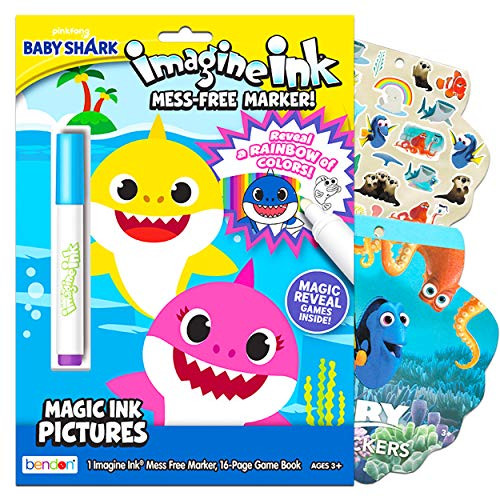 Baby Shark Coloring and Activity Book Set ~ Bundle Includes Baby Shark Mess Free Magic Coloring Book with Bonus Stickers (Baby Shark Party Supplies)