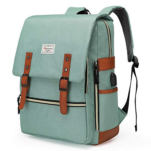 Modoker Upgraded Teal Vintage Laptop Backpack College School Bookbag for Women Men, Slim Travel Laptop Backpack with USB Charging Port Computer Bag Casual Rucksack Daypack Green Modoker Upgraded Teal Vintage Laptop Backpack College School Bookbag for Women Men, Slim Travel Laptop Backpack with USB Charging Port Computer Bag Casual Rucksack Daypack Green