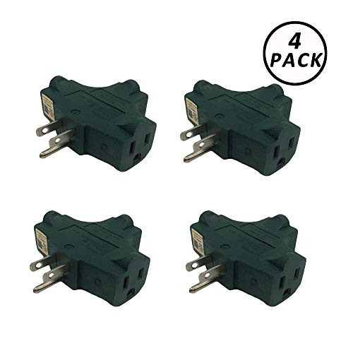 Aniai 3 Way Outlet T-Shaped Adapter, Power Outlet Extender, Electrical 3 Way Splitter, Grounded Wall Tap, Heavy Duty, UL Listed, Green (4, green)