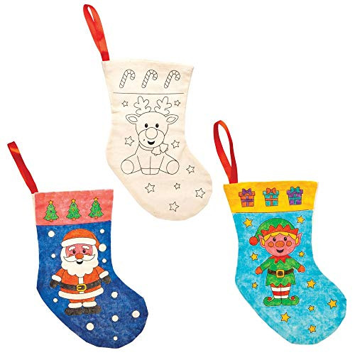 Baker Ross Christmas Color in Fabric Stockings, Festive Arts and Crafts (Pack of 4) Baker Ross Christmas Color in Fabric Stockings, Festive Arts and Crafts (Pack of 4)