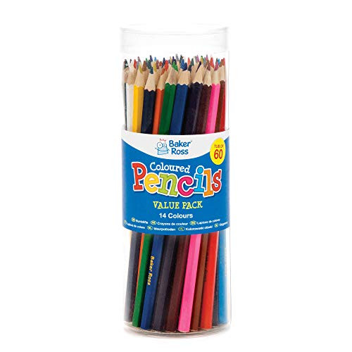 Baker Ross Coloured Pencils Pencils for Kids to Colour-in (Pack of 60)