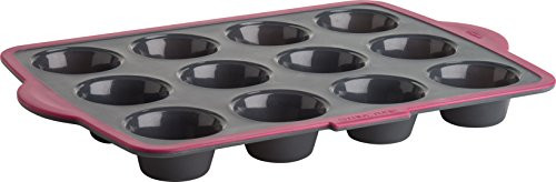 Trudeau Structure Pro Silicone Muffin Pan, 12 Cup, Grey/Pink