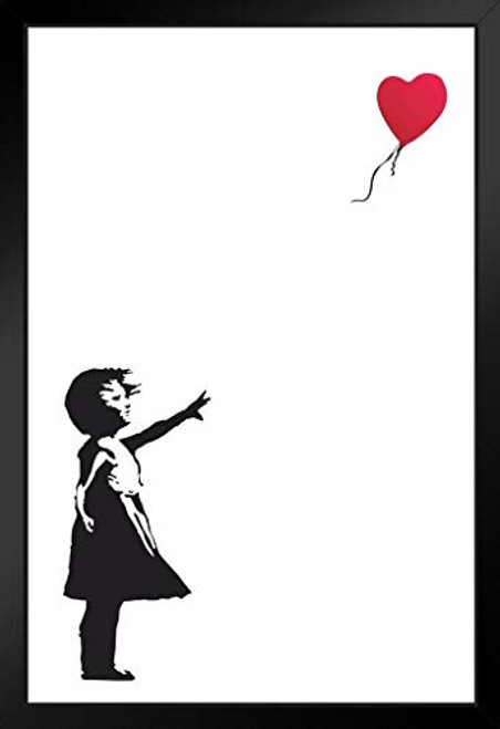 Pyramid America Banksy Balloon Girl Black Wood Framed Art Poster 14x20 Pyramid America Banksy Balloon Girl Black Wood Framed Art Poster 14x20