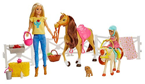 Barbie Hugs 'n Horses Playset and Chelsea Dolls, 2 Horses and 15+ Accessories for Kids 3 Years Old and Up