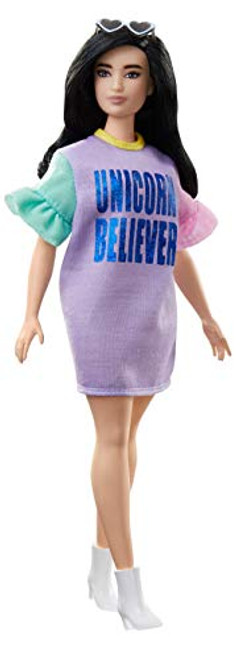 ?Barbie Fashionistas Doll with Long Brunette Hair Wearing Unicorn Believer Dress and Accessories, for 3 to 8 Year Olds ?Barbie Fashionistas Doll with Long Brunette Hair Wearing Unicorn Believer Dress and Accessories, for 3 to 8 Year Olds