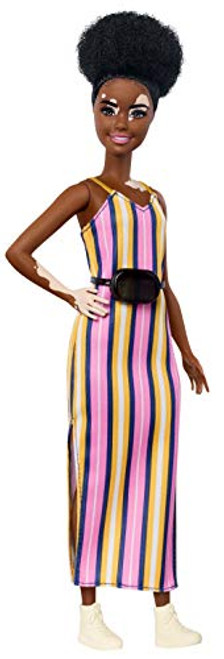 Barbie Fashionistas Doll with Vitiligo and Curly Brunette Hair Wearing Striped Dress and Accessories, for 3 to 8 Year Olds? Barbie Fashionistas Doll with Vitiligo and Curly Brunette Hair Wearing Striped Dress and Accessories, for 3 to 8 Year Olds?